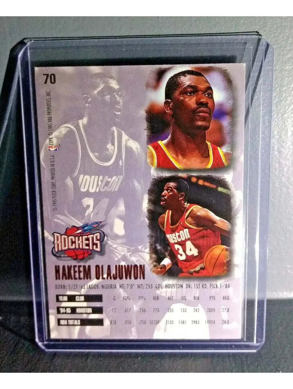 1995-96 Hakeem Olajuwon Fleer Ultra #70 Basketball Card